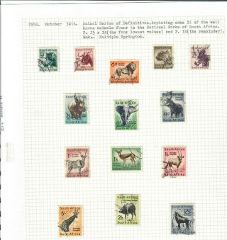 South Africa 1954 Animal Issue,  96 Stamps On 4 Album Pages,