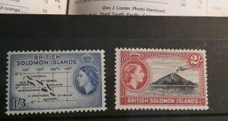 British Solomon Islands Queen Elizabeth 1956 1s3d & 2 Shilling Um