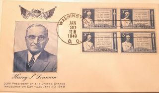 1949 Harry S Truman 33rd President Washington Dc Block 4 Of Lincoln