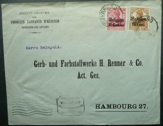 German Occup Of Belgium 1915 Postal Cover From St Bernard To Hamburg,  Germany