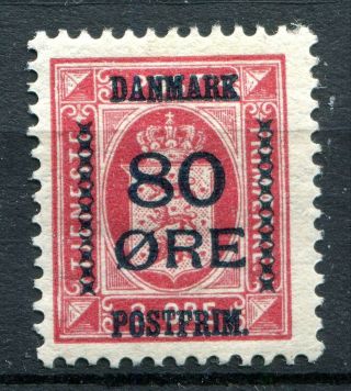 Denmark 1915 Scott 137 Facit 123 80 Ore On 8 Ore Official Mh See Scan