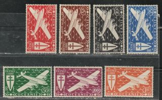 1942 French Colony Stamps,  Polynesia,  Air Full Set Mh,  Sc C3 - 9