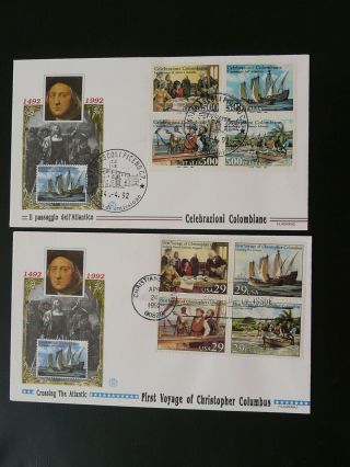 Explorer Christopher Columbus Joint Issue 1992 X2 Fdc Italy - Usa 87535