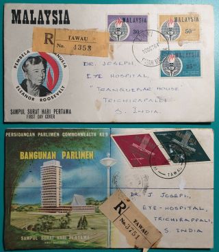 Malaya Stamps Fdc Registered North Borneo Sabah Covers
