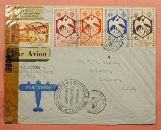 1943 French Equatorial Africa Oubangui Chari Airmail To Usa Wwii Censored