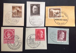 Germany 1938 - 44 6 X Stamps On Piece With Special Handstamp