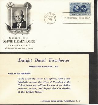 Dwight Eisenhower Inauguration Day Cachet Jan 21 1957 Fleetwood Cachet&stuffer