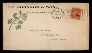 Dr Who 1903 Racine Wi Machine Cancel Advertising To Lowell Ma E71254