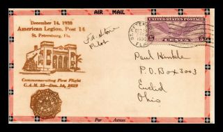 Dr Jim Stamps Us American Legion St Petersburg Air Mail Cam 25 Cover Signed