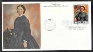 Us Civil War Nurse & Red Cross Director Clara Barton Stamp Mystic Fdc (1309)