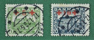 Denmark Stamps 1921 Red Cross Pair Sg 214 - 215 (t36)