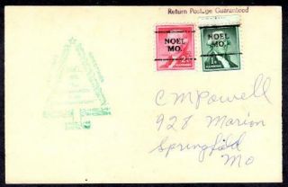 Noel Mo.  Precancels,  Christmas Greetings Rubber Stamped Cachet,  Post Card Stock