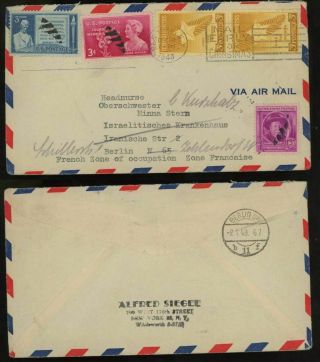 Ny 1948 - 1949 Airmail Judaica Berlin Airlift Germany Famous Harris Christmas