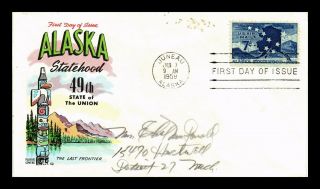 Dr Jim Stamps Us Alaska Statehood Air Mail First Day Cover Fluegel Scott C53