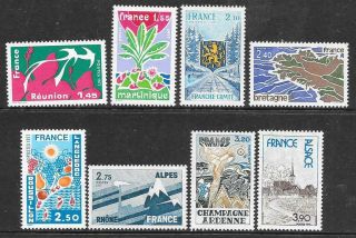 France - 1977.  Regions Of France - Set Of 8,  Mnh.  Cat £16
