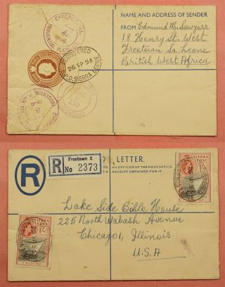 1956 Sierra Leone H&g C6 Registered Letter Stationery Freetown To Usa