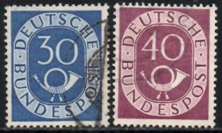 (ref - 11583) Germany 1951 - 52 Posthorn Issues 30pf,  40pf Sg.  1054/1055