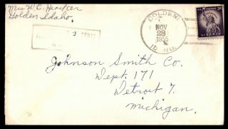 Mayfairstamps Us 1955 Golden Idaho 3 Cents Due To Detroit Mi Cover Wwb89785