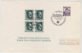 Germany Dr Austria 1938 (20.  4. ) Cover Wien H.  Birthday Incl.  M/s 7