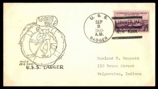 Mayfairstamps Us Naval 1935 Labor Day Holiday Uss Badger Cover Wwb81703