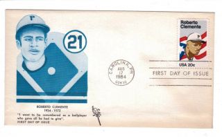 Us 1984 Roberto Clemente First Day Cover Envelope & 20c Stamp - Blue Picture