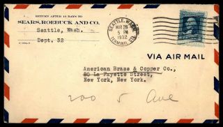 Mayfairstamps Us Ad 1935 Sears Roebuck And Co.  Seattle To York Air Mail Wash