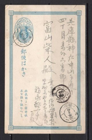 Japan 1875 - 1 Sen Postal Stationery Posted