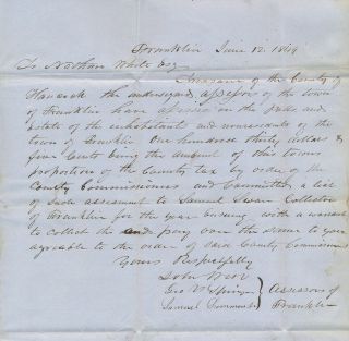 Stampless Letter Franklin Maine to Ellsworth Collect 3 should be 10c from the As 2
