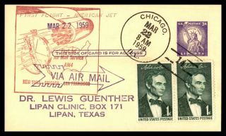 Mayfairstamps Us Flight 1959 Chicago To San Francisco California Postal Card Sta
