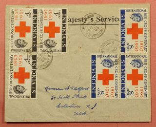 1963 St Vincent Red Cross Ohms Kingstown To Usa