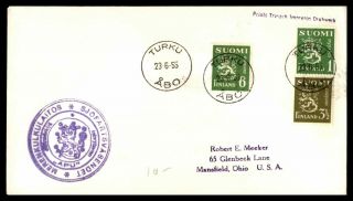 Mayfairstamps Finland 1955 Coat Of Arms Cachet Turku Abo To Mansfield Ohio Cover