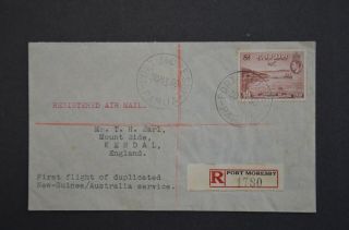 Papua 1939 Registered Cover To England Via Australia