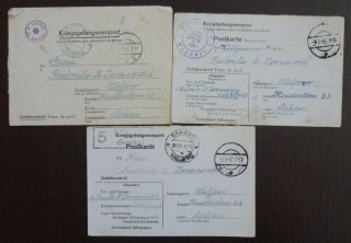 Wwii Germany - Serbia - 3 Pow Cards R Serbien Yugoslavia Dt.  Reich J11