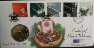 Gb 1996 First Day Medal Cover Century British Motoring Royal Classic Cars