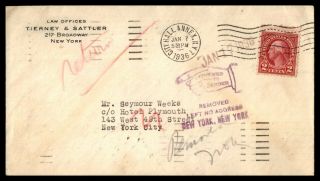Mayfairstamps Us 1936 Yor Return To Sender Auxiliary Cover Wwb89075