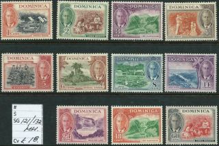Dominica - Kgvi Set To 60c Red - Green Sg 121 - 132 Mh Cv £18 [9621]