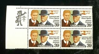 1985 Airmail Zip Block C114 Mnh Us Stamps,  Lawrence And Elmer Sperry Aviation