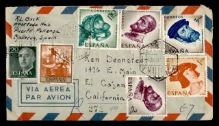 Dr Who 1960 Spain Mallorca Airmail To Usa Multi Franked E72576