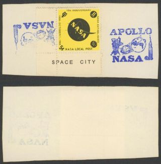 Usa 1968 - Nasa Local Post Stamp On Fragment 34770/42
