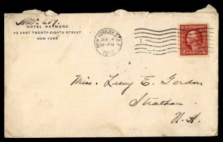 Mayfairstamps Us Ad 1913 Hotel Raymond To Hampshire York Cover Wwb82127