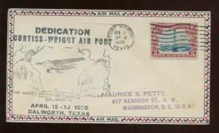 Sale$3 Us Texas Event Cover (airport Dedication) 1930 Fort Worth