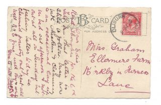 Rubber Cancel Oliburn 1925 On Birthday Greetings Postcard - Violas.