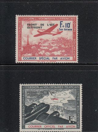 France 1942 2 Waffen - Ss Legion Stamps With O/print Mnh