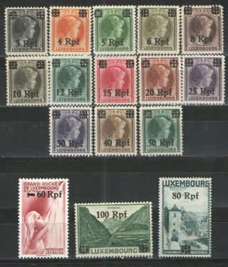 Germany - Occupation Luxemburg 1940 - Mnh/mh Vg/f Set Surcharged Issues