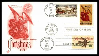Mayfairstamps Us Fdc 1974 Christmas Angel Art Craft First Day Cover Wwb_62413