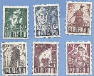 Austria 1947 Post Ww2 Pow Prisoners Of War Stamp Set Mnh 55