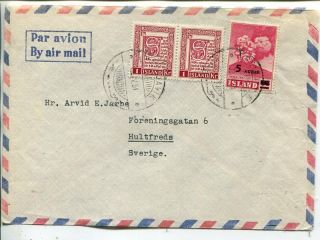 Iceland Air Mail Cover To Sweden 30.  5.  1951