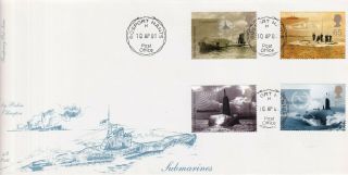 Gb 2001 Submarines Set Of 4 On 4d Post Fdc With Gosport Cds