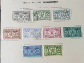 Gb Hebrides 1925 Kgv Dual Currency Set Of 9 Mm/used Sg 43 - 51 On Album Page.