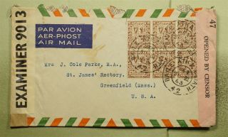Dr Who 1943 Ireland Dublin To Usa Dual Censored Air Mail C120600
